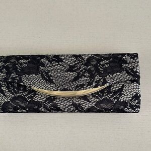 La Regale Black Lace Clutch with Gold Accent